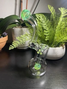 Sherlock Glass Bubbler Pipe Green Slime Color Pipe - Picture 1 of 3