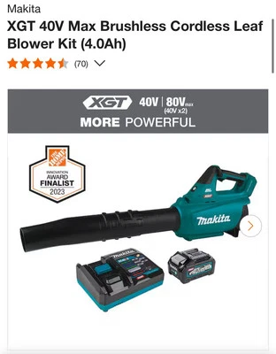 Kit de soplador inalámbrico sin escobillas Makita GBU01M1 40V Max XGT - negro/verde Foto 1 de 4