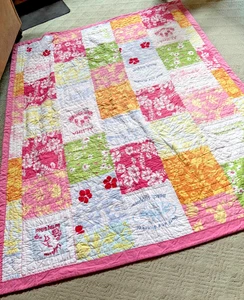 Pottery Barn Kids Patchwork Hawaiian Floral Quilt Comforter Blanket Twin No Sham - Picture 1 of 6