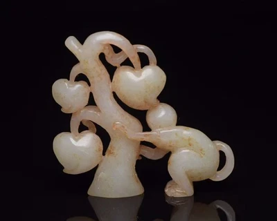 Certified Natural Hetian OLD Jade carved Qing Dynasty Monkey Statue/pendantAY25 - Image 1 of 4