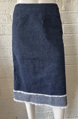 Calypso by  Christiane Celle Denim skirt size M Teared raw edge 100% Cotton - Image 1 of 4