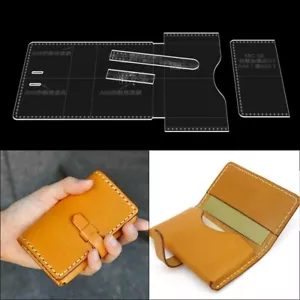 Leather Craft Card Holder Bag Purse Wallet Pouch Pocket Pattern Stencil Template - Picture 1 of 7