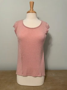 Mossimo Ribbed Hi-Lo Scoop Neck Peach Pink Short Sleeve Sweater, NWOT, Size S - Picture 1 of 9