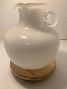 Blown Glass White Small Pitcher/Vase 5.5” High - Picture 1 of 4