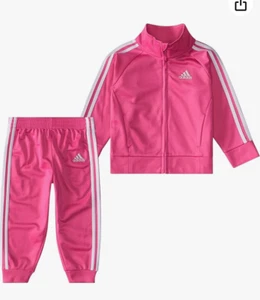 Nuevo conjunto clásico de chaqueta y joggers Adidas para niñas con cremallera frontal talla 12 meses - Imagen 1 de 1