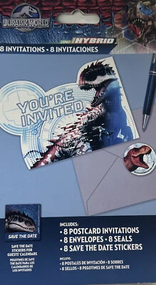 Jurassic Park World Dino Hybrid Invitations 8 Count Birthday Party Supplies - Image 1 of 2