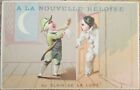 Pierrot Clown and Moon 1890 French Victorian Trade Card, Paris Store, Litho