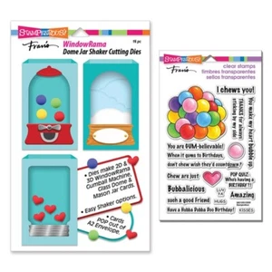 Stampendous Dome Jar Shaker Dies and Gumball Greetings Clear Stamp Set - Picture 1 of 2