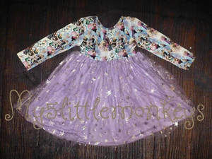 NEW Boutique Frozen Princess Elsa Girls Long Sleeve Tutu Twirl Dress - Picture 1 of 7