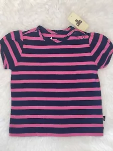 NUEVO CON ETIQUETAS BABY GAP NIÑAS 12-18 MESES CAMISETA A RAYAS T ABBEY ROAD ROSA AZUL MARINO RAYAS TOP - Imagen 1 de 3