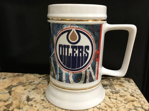 EDMONTON OILERS NHL Hockey Ceramic Beer Stein Mug Gold Cover