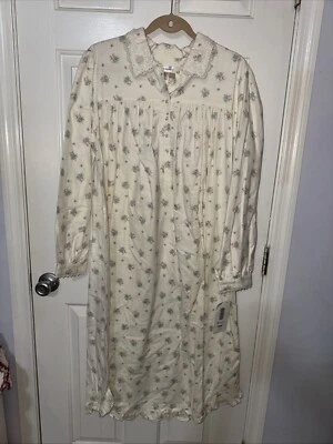 Новый с Ярлыками основы фланели ночная рубашка пижамы женщин большой розовый цветочный Grandmacore - Изображение 1 из 4