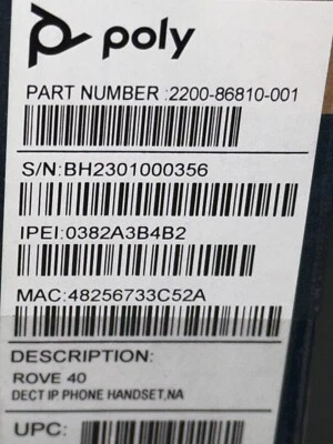 Poly Rove 40 DECT Handset 2200-86810-001 NEW SEALED - Image 1 of 2