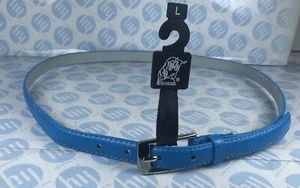 Skinny Leather Belt Light Blue Colour Size L Fits To 35”-40” 18mm X 110cm Long - Picture 1 of 4