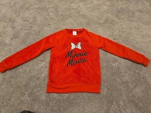 Kids Girls Disney Jumping Beans Fuzzy Crew Sweatshirt Size 7 Red Minnie Mouse - Picture 1 of 3