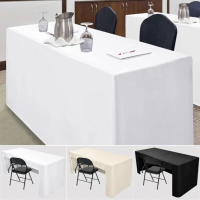 Durable Fitted Tablecloth Cover with Open Back for Trade Show/Banquet/DJ Table⇓ - Image 1 of 4