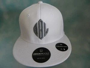 Gorra de béisbol de golf original de mazo blanco con logotipo gris Snapback Adj. Visera plana - Imagen 1 de 5