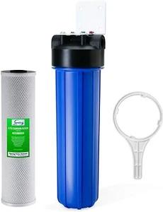 Whole House Water Filter System w/ 4.5" x 20" 1" Inlet Big Blue Carbon Filter - Picture 1 of 5
