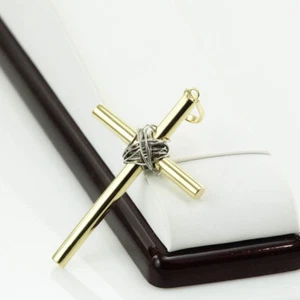 ANTIKE HANDGEFERTIGTE DAMEN HERREN UNISEX KREUZ ANHÄNGER MASSIV 18K GELBGOLD - Bild 1 von 5