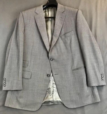 PAUL STUART Black Gray Wool Birdseye Super100s SUIT Jacket Pants 45L 38x28 - Image 1 of 4