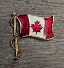 Furling Canadian Flag On Pole Iridescent Colors Large Souvenir Lapel Pin
