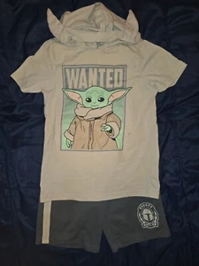 Star Wars Hoodie Shirt Shorts Size 8 Yoda Wanted Outfit - Picture 1 of 7