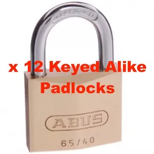 Keyed Alike ABUS Padlock -65/40 40mm -Box of 12-KEYED ALIKE Padlocks-FREE POST - Picture 1 of 5