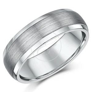 Tungsten Men's Wedding Ring Matt & Polished 7mm Band Nickel free - Picture 1 of 2