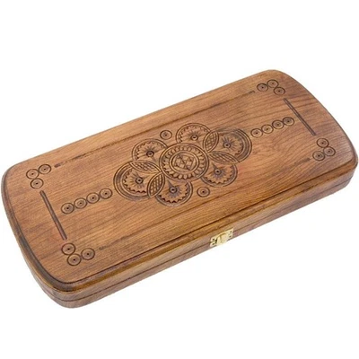 Handmade Wooden Backgammon Set "Champion" – Large Carved Board 16.5x15 in - Image 1 of 4