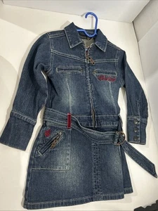 ROCAWEAR Girls Blue Denim Cotton Stretch Jean Dress Long Sleeve Size S (4) - Picture 1 of 6