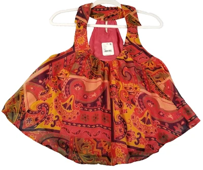 NOVA Regata Feminina Free People Extra Pequena XS Morango Prado Boho Flowy Fina - Imagem 1 de 4