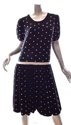 RED VALENTINO Cotton Black White Polka Dot Knit Dress Size XL Mint Cond - Image 1 of 4