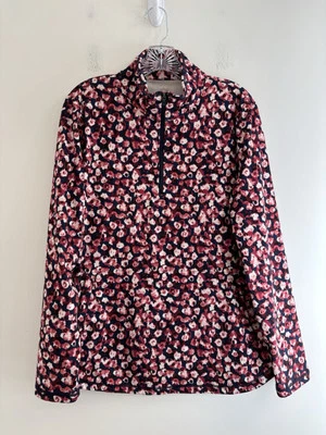 T by Talbots Pullover Grande Estampado Geométrico 1/4 Cremallera Sudadera Rosa Multicolor Foto 1 de 4