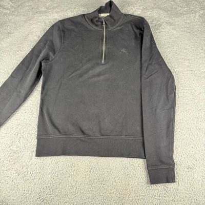 博柏利 Brit 男式黑色 1/4 拉链套衫运动衫,尺寸 L — 第 1/4 张图片