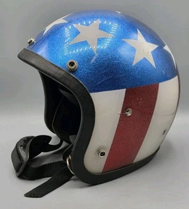 VINTAGE Evil Knievel Easy Rider Stars & Stripes LSI-4150 Motorcycle Helmet - Picture 1 of 10