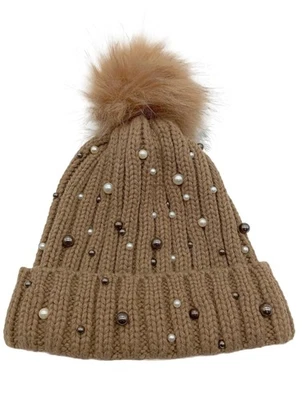 MADELEINE Gorro con borla Mujeres Gorra marrón claro look casual - Imagen 1 de 4