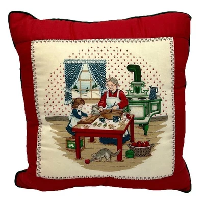 Almohada vintage de Navidad abuela años 80 hornear galletas casa Alagold EE. UU. Foto 1 de 4