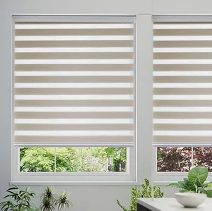 Zebra Blinds for Windows, 72H x 25W (Support Custom Size), Sandy Beige Dual L... - Picture 1 of 7