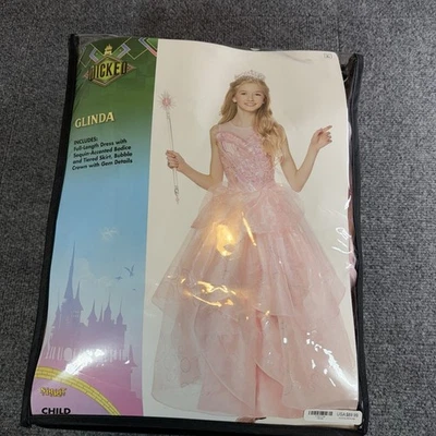 Spirit Glinda 服装儿童小号 4-6 邪恶电影首映礼服粉色成长礼服 — 第 1/4 张图片