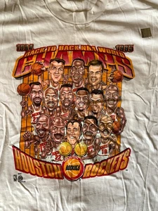 Vintage Houston Rockets 1995 NBA finals Team Big Heads  T-shirt with Tags - Picture 1 of 5