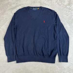 Polo Ralph Lauren Sweater Mens L Blue Preowned Pima Cotton Pullover Golf Preppy - Picture 1 of 7