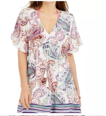 Lauren Ralph Lauren 多色佩斯利 V 领流苏海滩遮瑕膏 — 第 1/4 张图片