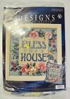 NOS Leisure Arts Kit #5828 Bless This House: SEALED. Frame or Pillow