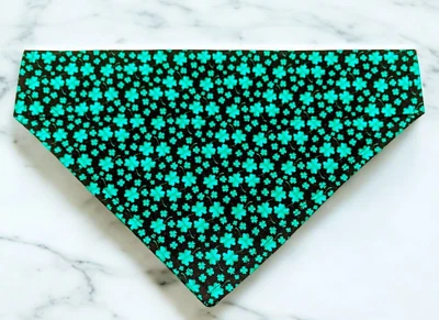 St Patricks Day Dog Bandana Over the Collar Bandanna Bandanas Shamrocks Black - Image 1 of 4