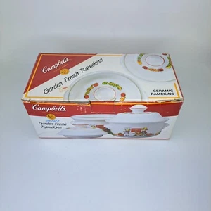 Campbell's Soup Set of 2 Garden Fresh Ramekins w/ Lids 15 oz. 1996 - Picture 1 of 17