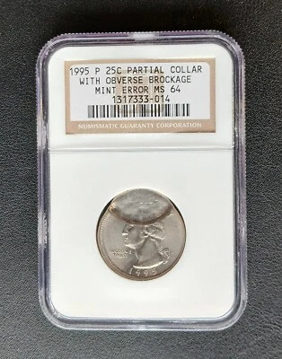 RARE 1995 P/C Huge Brockage Error Quarter NGC MS 64 PICTURES INCLUDED - Image 1 of 2