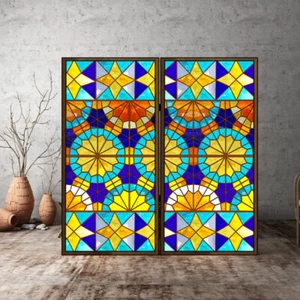 Fensterfolien selbstklebend Buntglas Kapelle Glas Aufkleber Retro Dekoration DIY UK - Bild 1 von 10