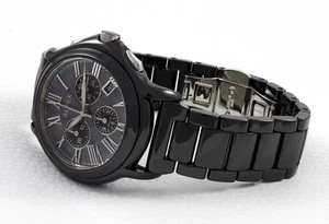 ALFEX Herrenuhr 5629 Chronograph Keramik schwarz Perlmutt swiss made 44mm - Picture 1 of 2