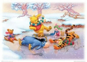 WINNIE THE POOH POSTER Ice Skating RARE HOT NEW 24X36 - Picture 1 of 1