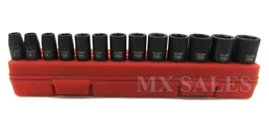 13pc 3/8" Dr. Shallow Impact Socket Set Metric 6 Point Sockets w/ case - Picture 1 of 2